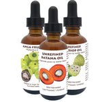 Trigubos galios plaukų priežiūros priemonių rinkinys iš 3 aliejų. Batana aliejus, Soursop aliejus, Amla aliejus