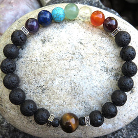 Aromatherapy Bracelet, 7 Chakra stones, Lava Beads DIFFUSER BRACELET