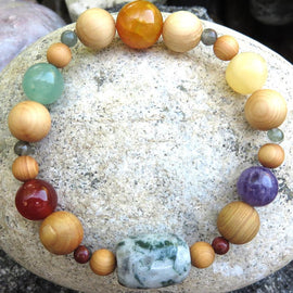 Natural Aromatherapy Bracelet with Cedar Wood Beads, African Blood Stone and other semi precious stones. It gives you strength, wisdom and courage...