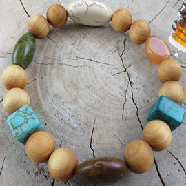 Best Natures all Natural Aromatherapy Bracelet with Cedar Wood Beads, Turquoise Howlite, ant other semi precious stones ...