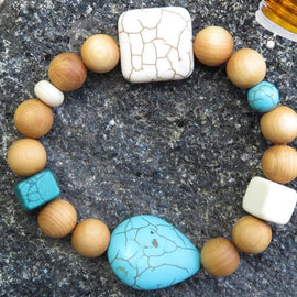 Best Natures all Natural Aromatherapy Bracelet with Cedar Wood Beads, Turquoise Howlite, ant other semi precious stones ...