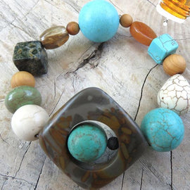 Best Natures all Natural Aromatherapy Bracelet with Cedar Wood Beads, Kambaba Jasper, Bamboo Leaf Jasper, Turquoise Howlite, ant other semi precious stones ...